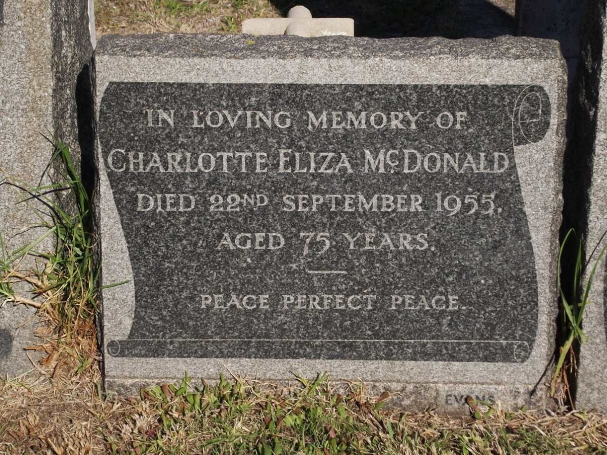 McDONALD Charlotte Eliza -1955