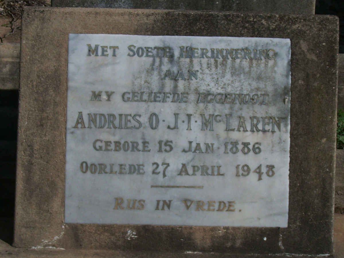 McLAREN Andries O.J.I 1886-1948