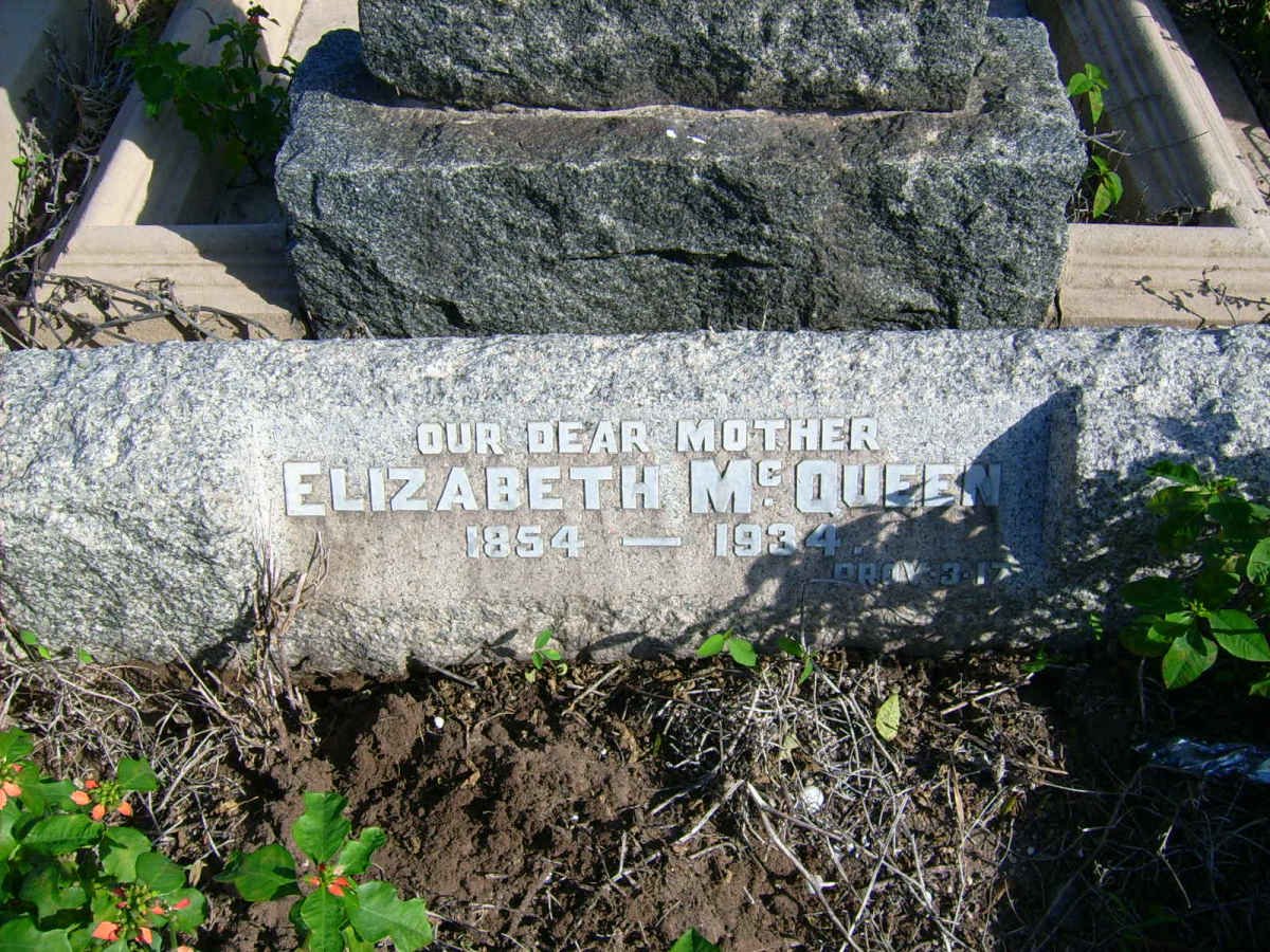 McQUEEN Elizabeth 1854-1934