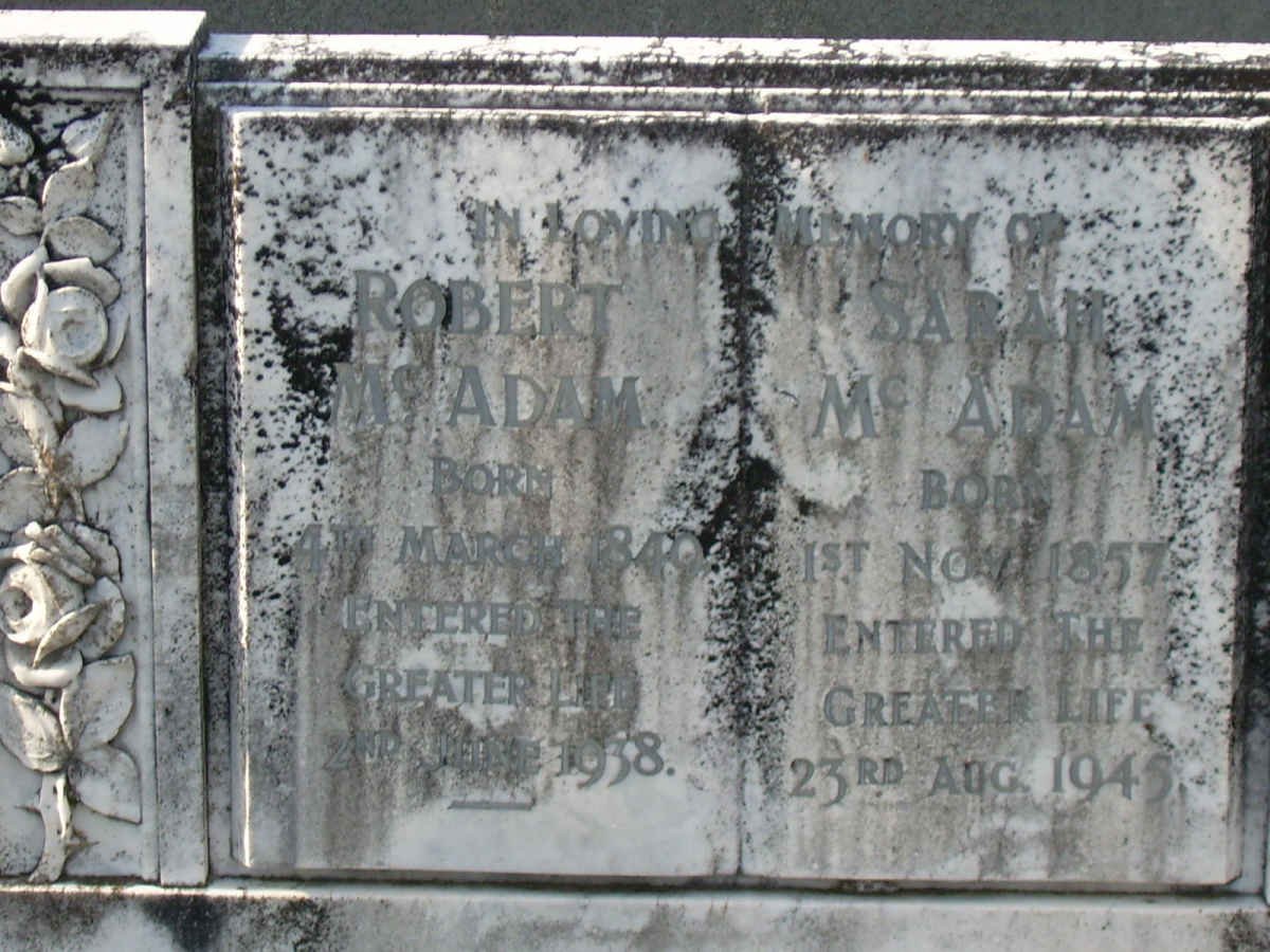McADAM Robert 1849-1938 &amp; Sarah 1857-1945