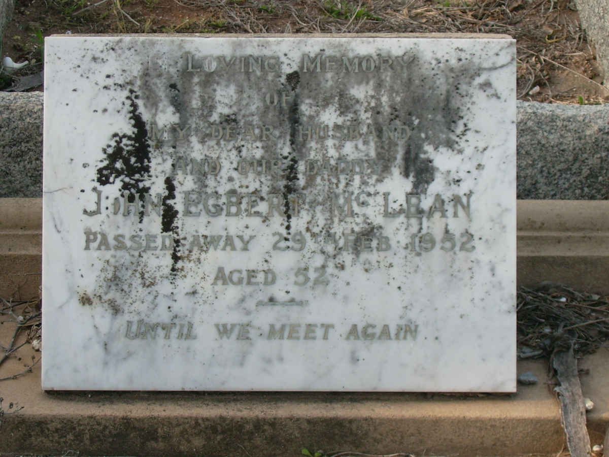 McLEAN John Egbert -1952