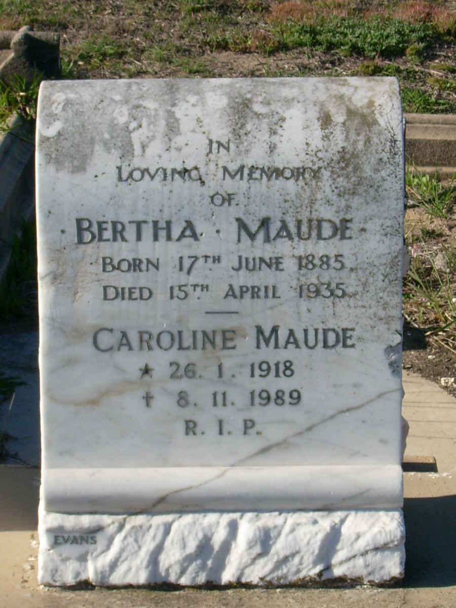 MAUDE Bertha 1885-1935 :: MAUDE Caroline 1918-1989