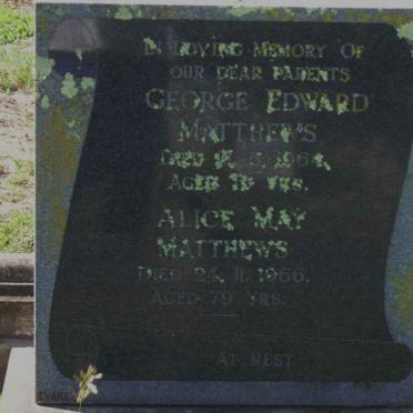 MATTHEWS George Edward -1964 &amp; Alice May -1966