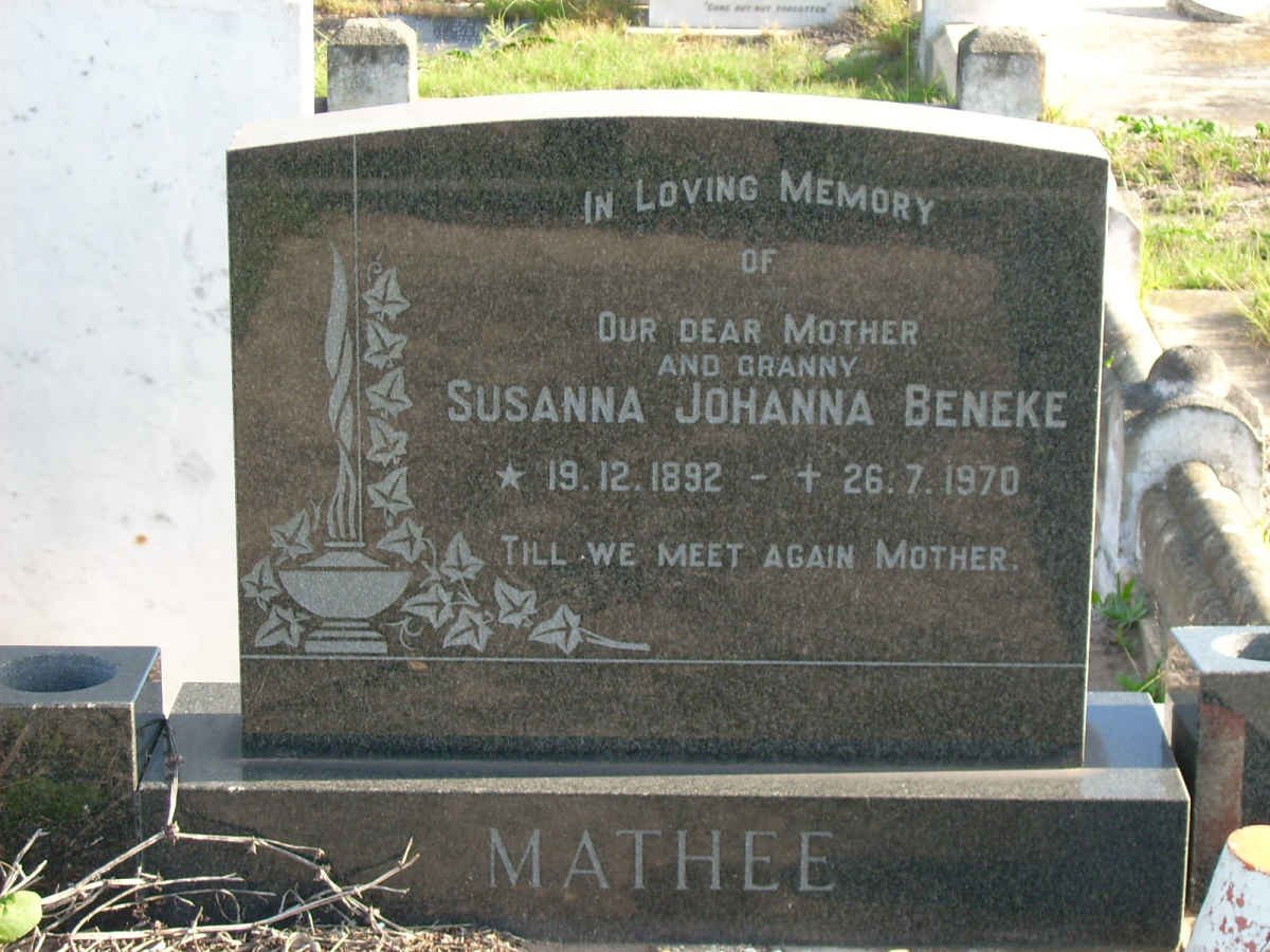 MATHEE Susanna Johanna Beneke 1892-1970