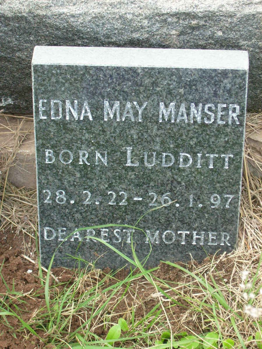 MANSER Edna May nee LUDDITT 1922-1997