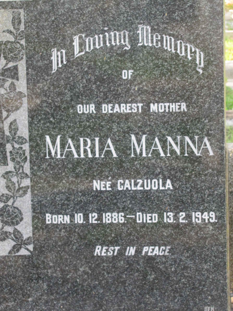 MANNA Maria nee CALZUOLA 1886-1949