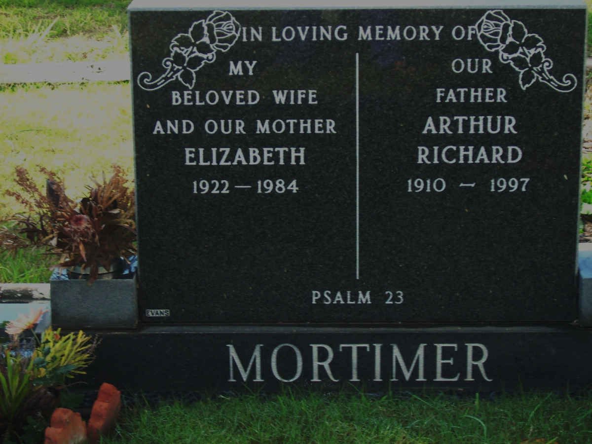 MORTIMER Arthur Richard 1910-1997 &amp; Elizabeth 1922-1984 