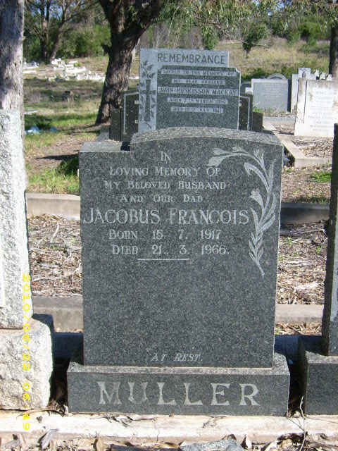 MULLER Jacobus Francois 1917-1966