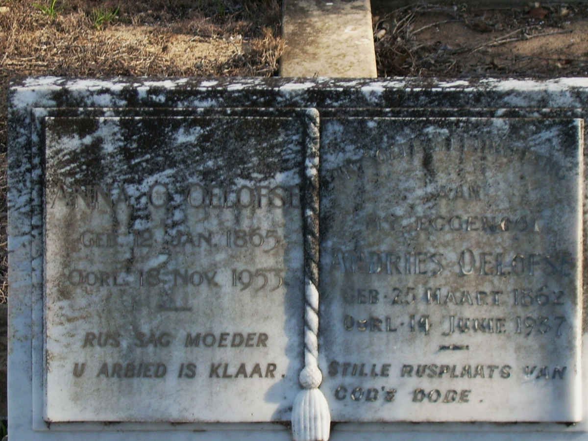 OELOFSE Andries 1862-1937 &amp; Anna 1865-1953