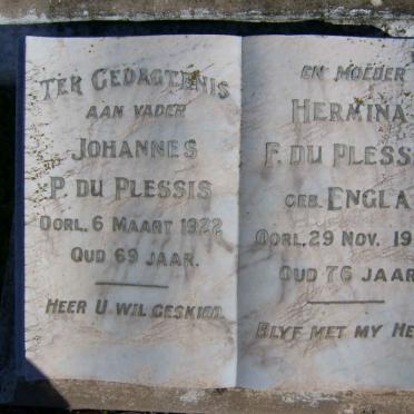 PLESSIS Johannes P., du -1922 &amp; Hermina F. ENGLA -1935