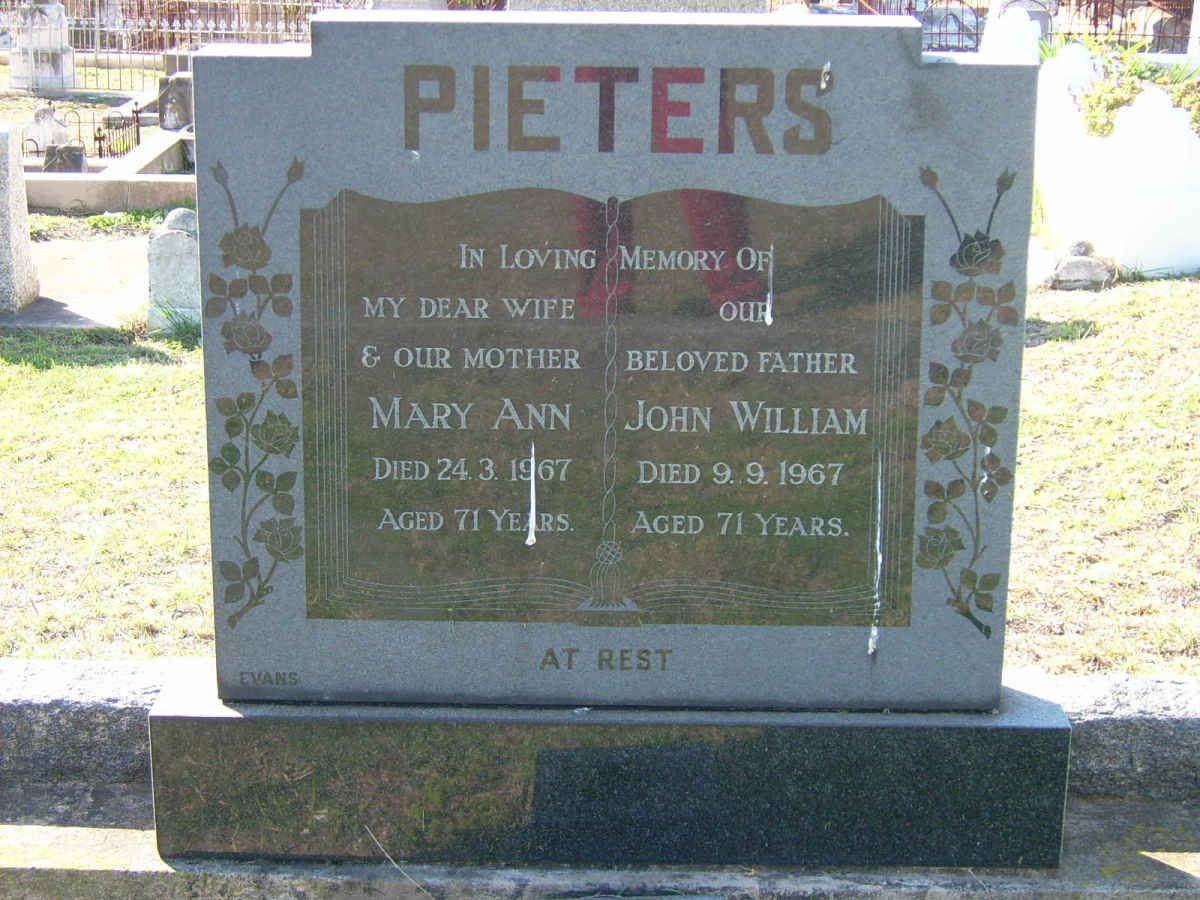 PIETERS John William -1967 &amp; Mary Ann -1967