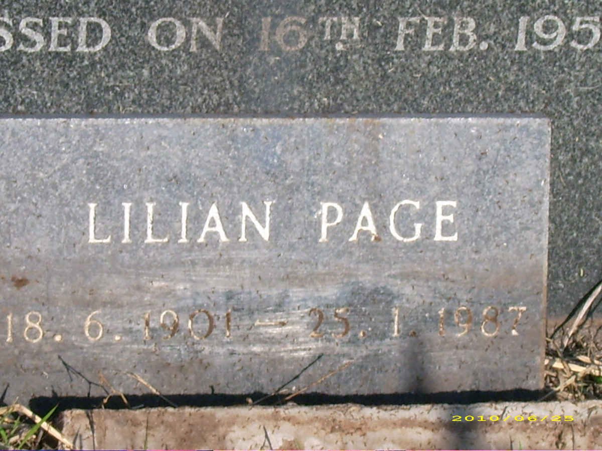 PAGE Lillian 1901-1987