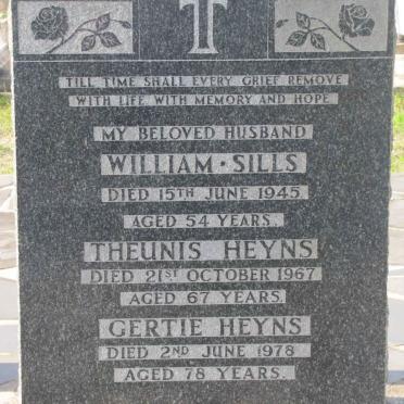 SILLS William -1945 :: HEYNS Theunis -1967 :: HEYNS Gertie -1978