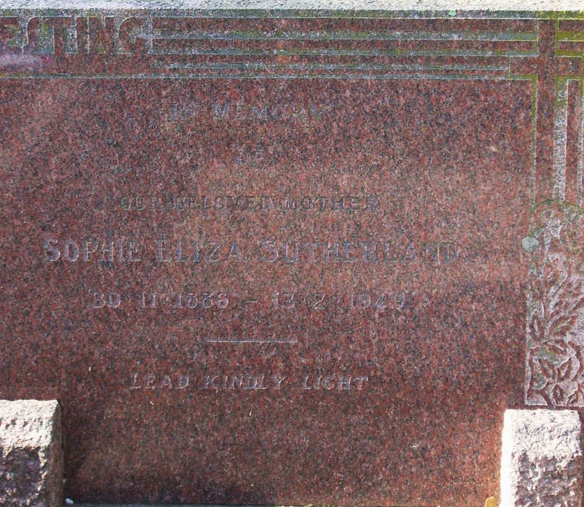 SUTHERLAND Sophie Eliza 1886-1949