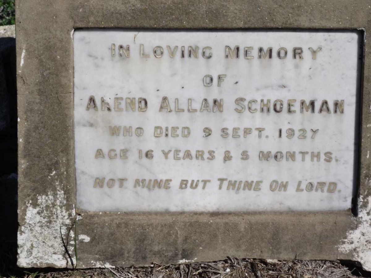 SCHOEMAN Arend Allan -1927