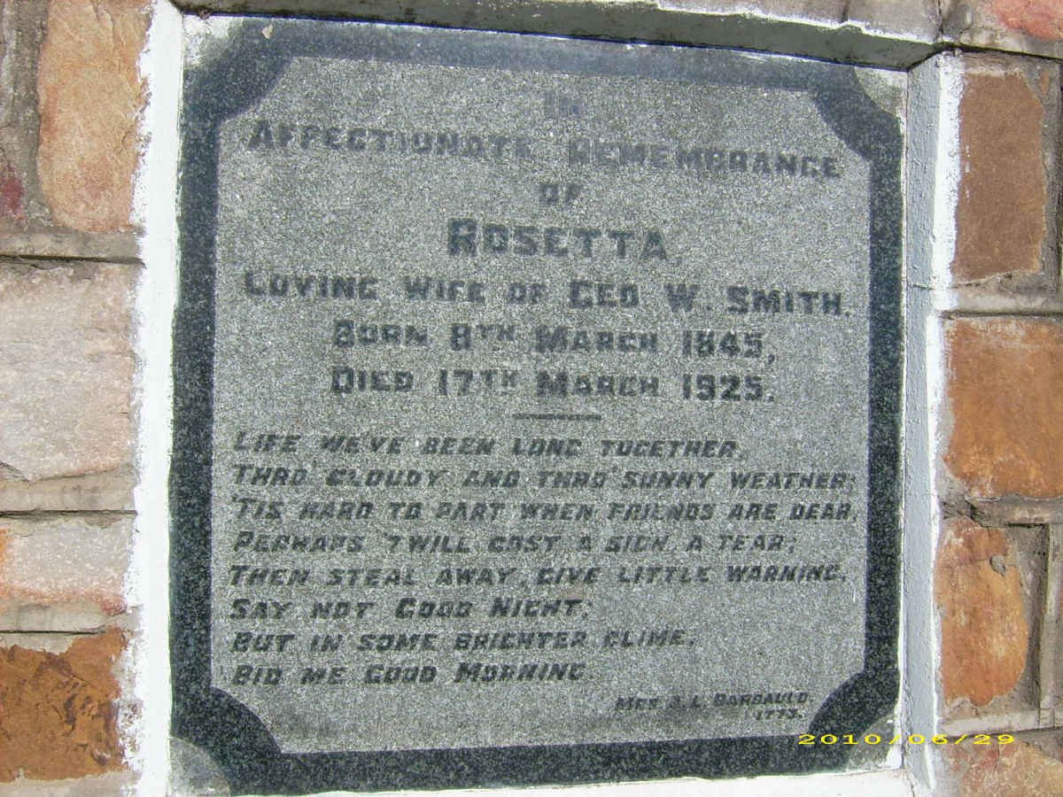 SMITH Rosetta 1845-1925