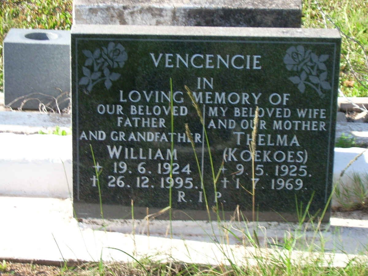 VENCENCIE William 1924-1995 &amp; Thelma 1925-1969