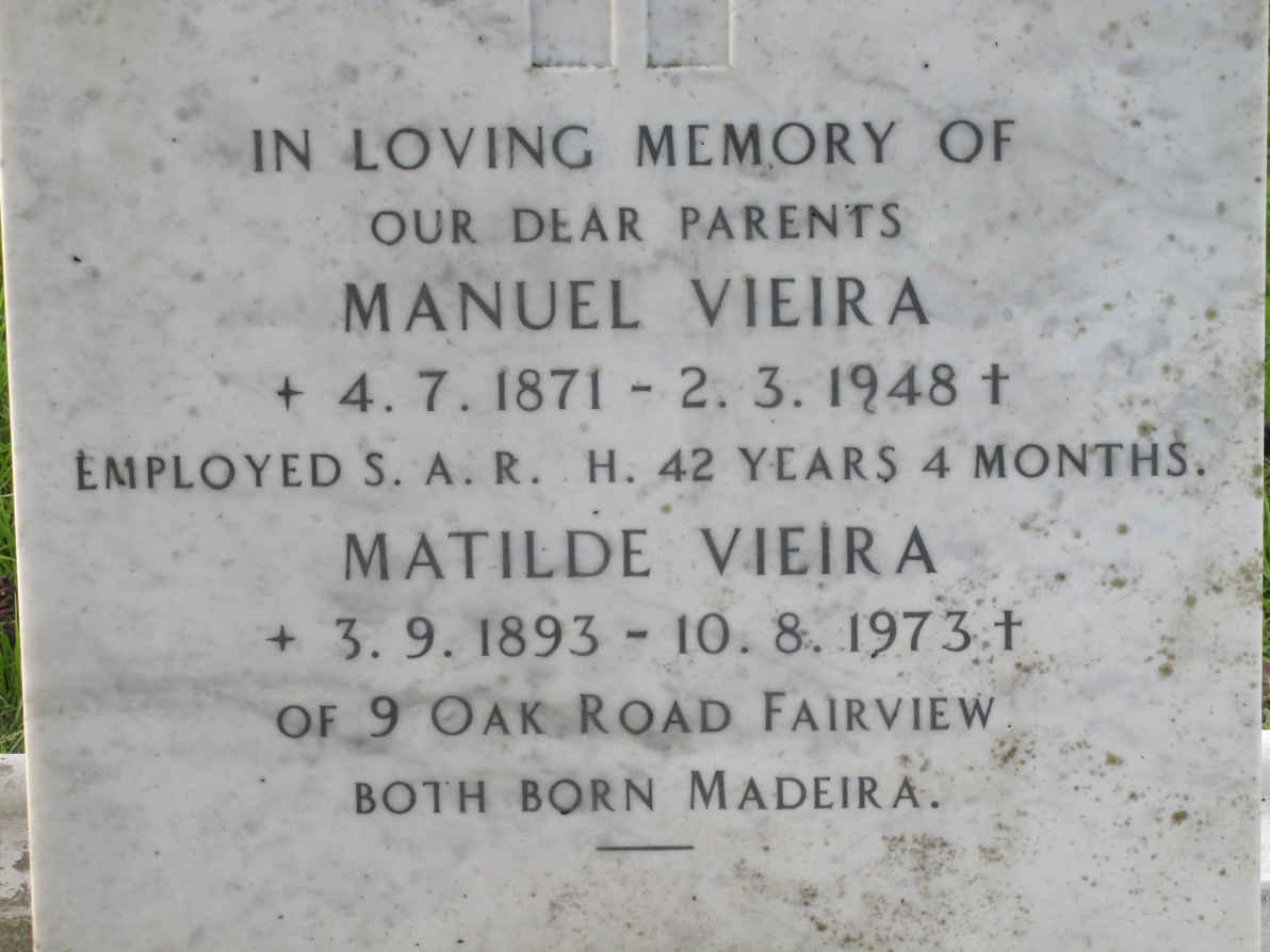 VIERA Manuel 1871-1948 &amp; Matilde 1893-1973