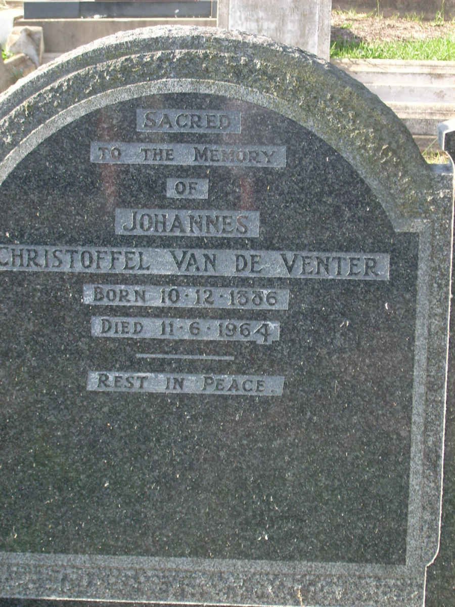 VENTER Johannes Christoffel, van de 1886-1964