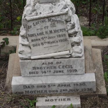VICTOR Dad -1930 &amp; Mother -1936 :: VICTOR Adelaide H.M. 1899-1900 :: VICTOR Cecil -1919 