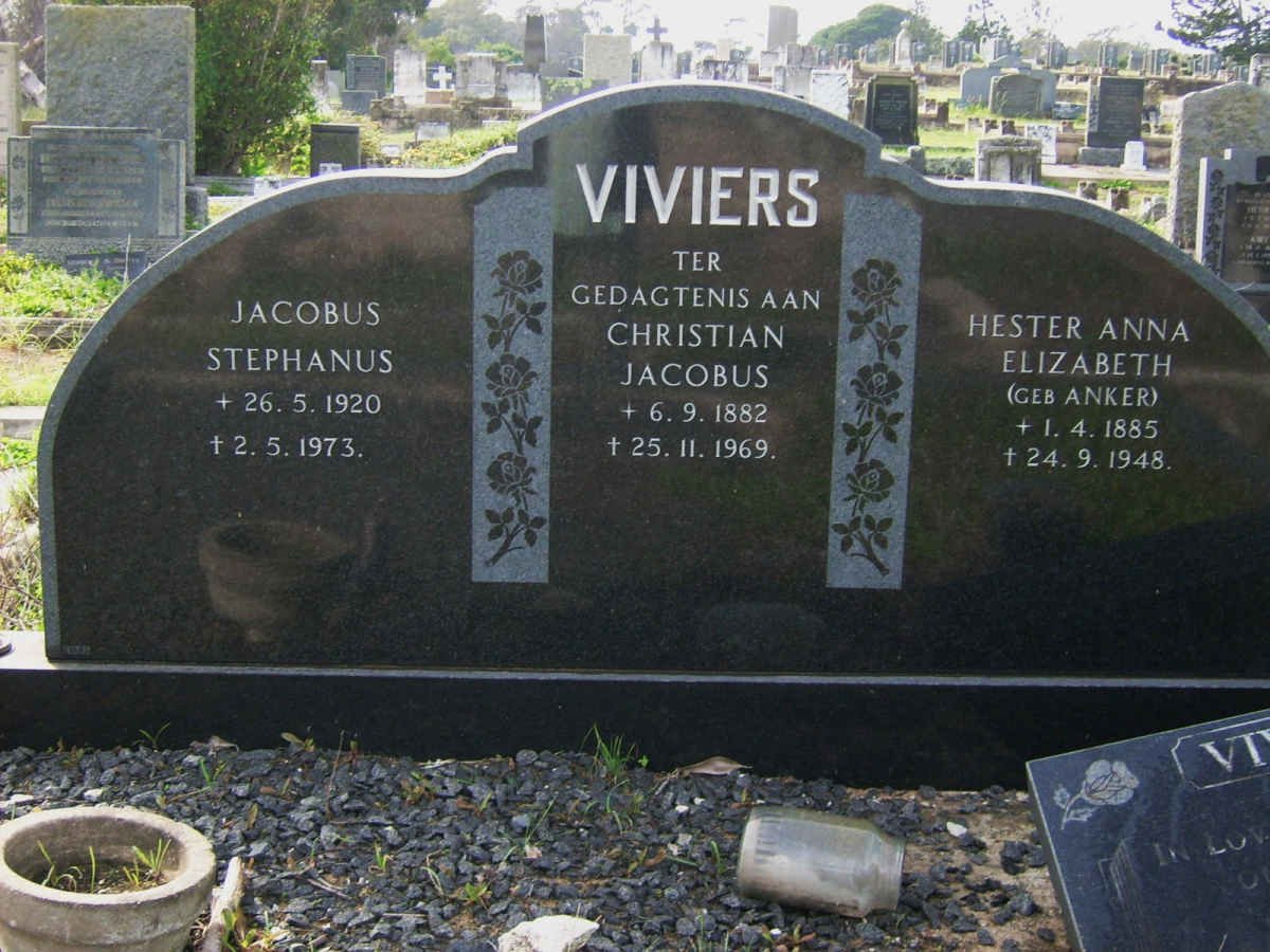 VIVIERS Christian Jacobus 1882-1969 &amp; Hester Anna Elizabeth ANKER 1885-1948 :: VIVIERS Jacobus Stephanus 1920-1973
