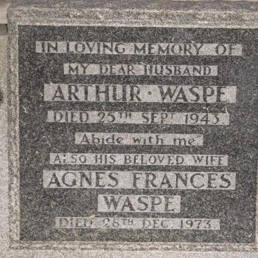 WASPE Arthur -1943 &amp; Agnes Frances -1973
