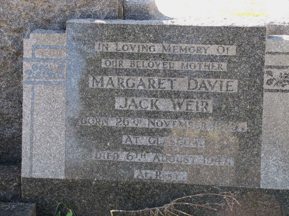 WEIR Margaret Davie Jack 1875-1947