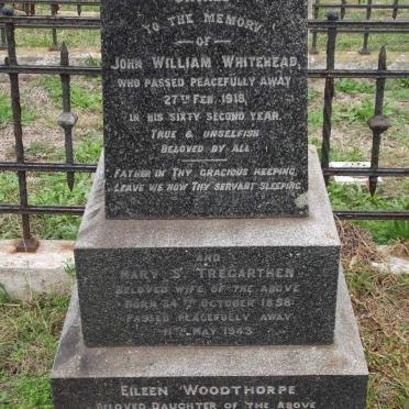 WHITEHEAD John William -1918 &amp; Mary S. TREGARTHEN 1858-1943 :: WOODTHORPE Eileen 1884-1940