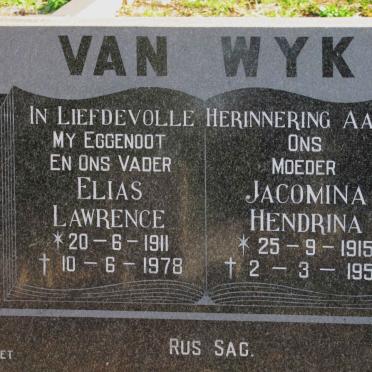 WYK  Elias Lawrence, van 1911-1978 &amp; Jacomina Hendrina 1915-1950