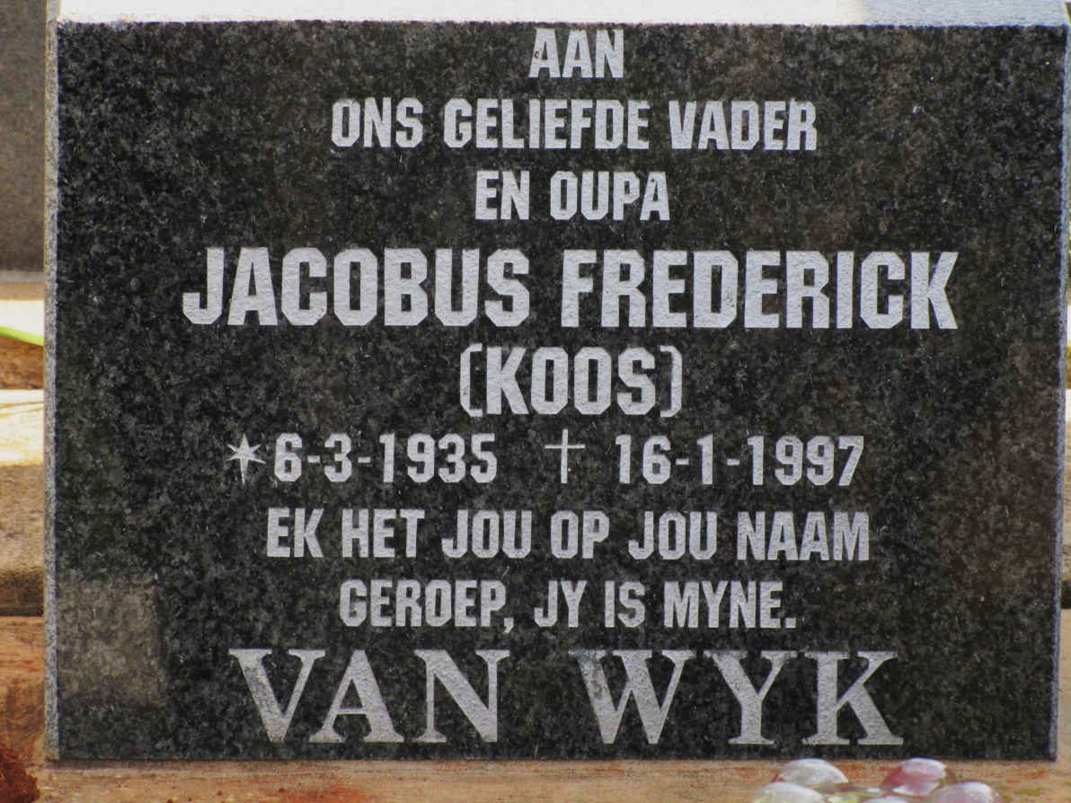 WYK Jacobus Frederick, van 1935-1997