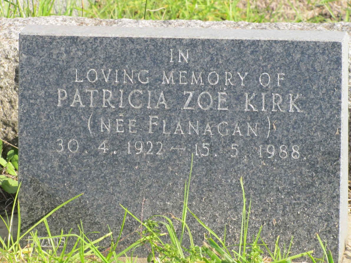 KIRK Patricia Zoë nee FLANAGAN 1922-1988