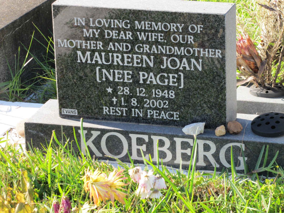 KOEBERG Maureen Joan nee PAGE 1948-2002
