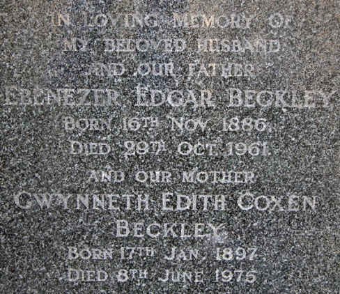 BECKLEY Ebenezer Edgar 1886-1961 &amp; Gwynneth Edith Coxen 1897-1975
