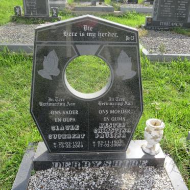 DERBYSHIRE Claude Cuthbert 1931-2000 &amp; Hester Christina Paulina 1933-2000