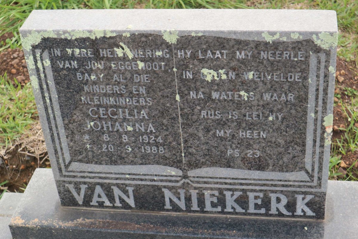 NIEKERK Cecilia Johanna, van 1924-1988
