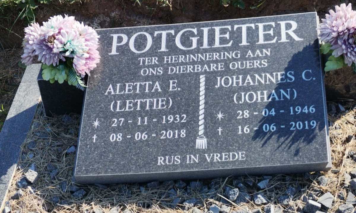 POTGIETER Johannes C. 1946-2019 &amp; Aletta E. 1932-2018