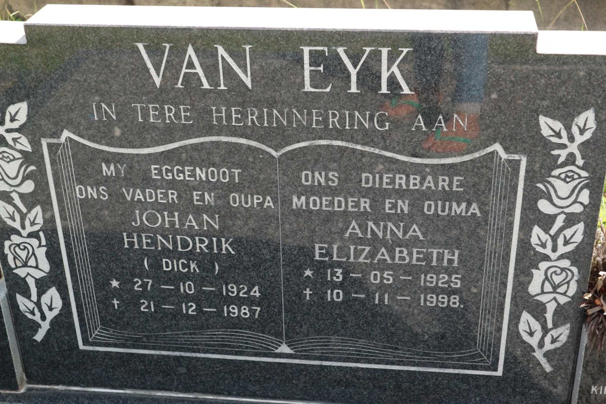 EYK Johan Hendrik, van 1924-1987 &amp; Anna Elizabeth 1925-1998