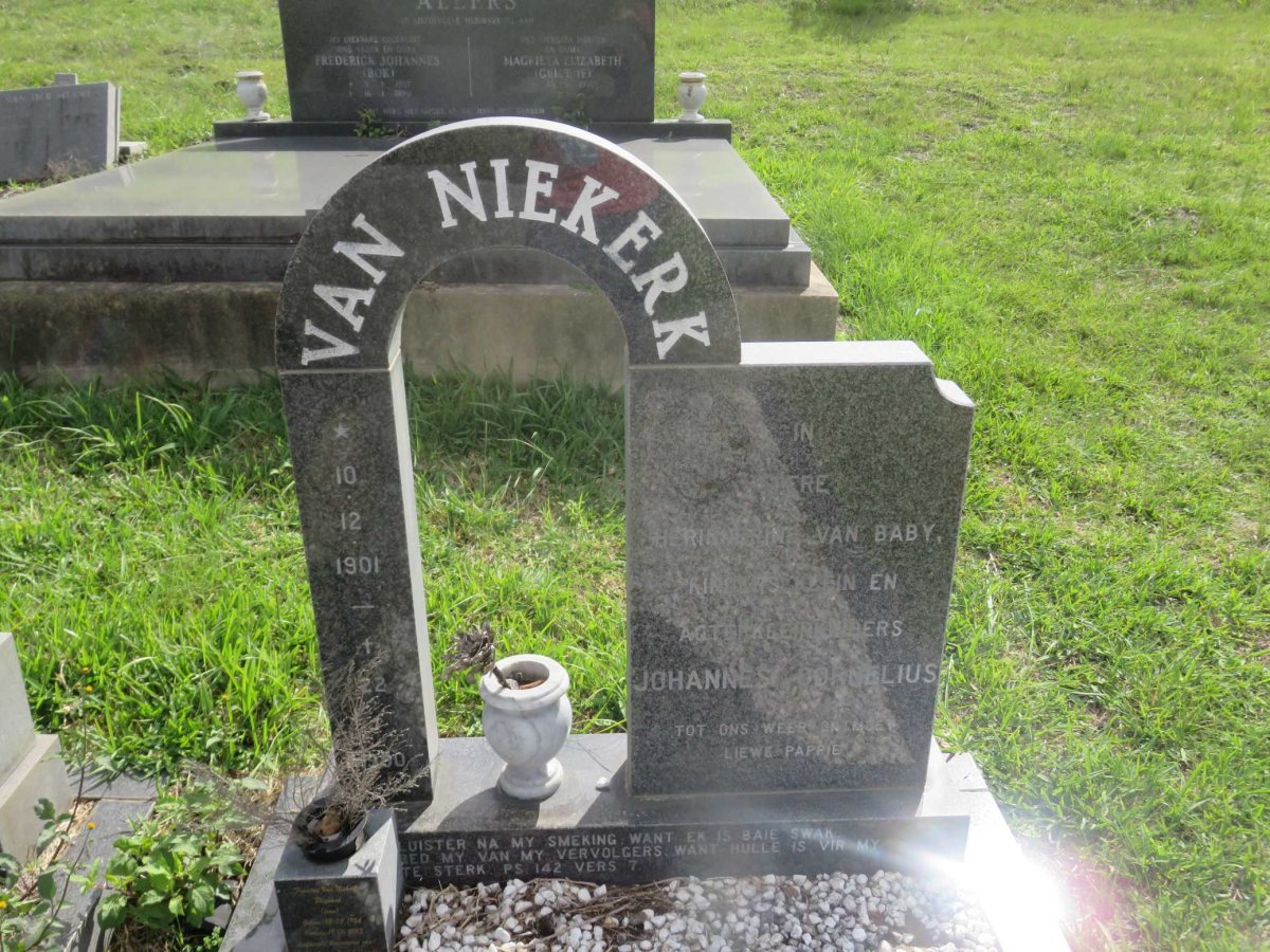 NIEKERK Johannes Cornelius, van 1901-1990