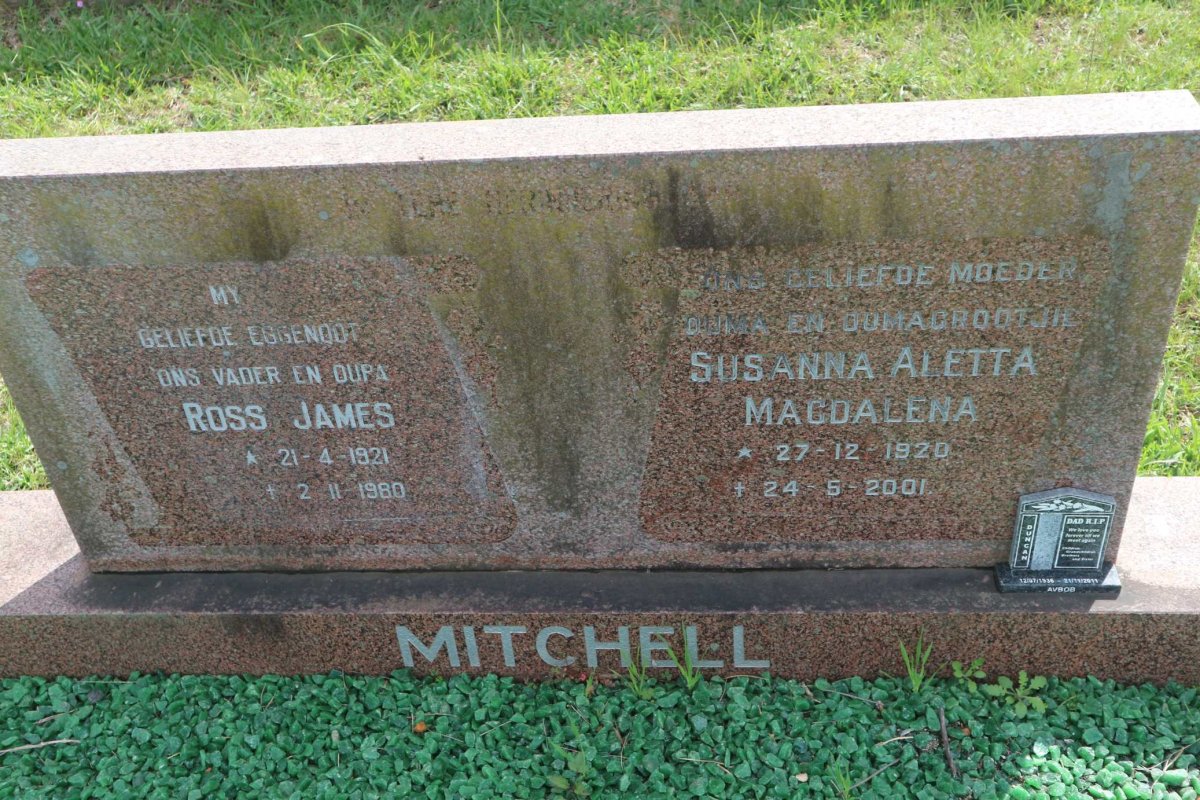 MITCHELL Ross James 1921-1980 &amp; Susanna Aletta Magdalena 1920-2001 :: MITCHELL Duncan 1936-2011
