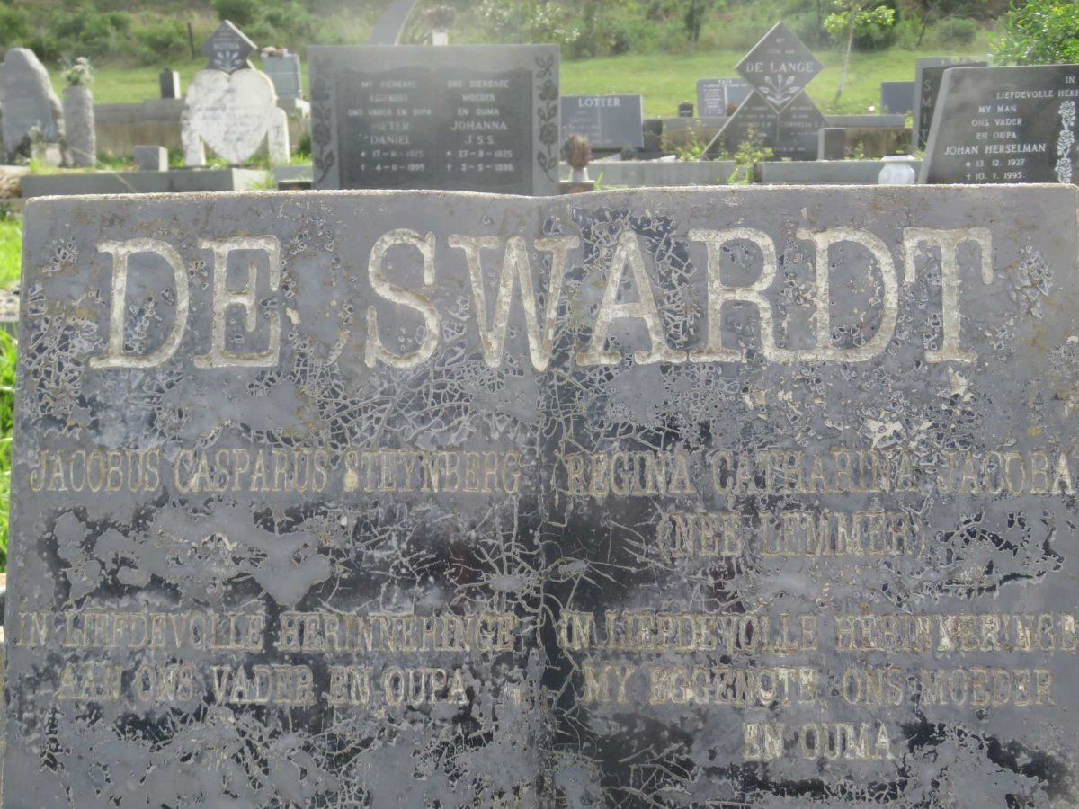 SWARDT Jacobus Casparus Steynberg, de 1942- &amp; Regina Catharina Jacoba LEMMER 1943-1999
