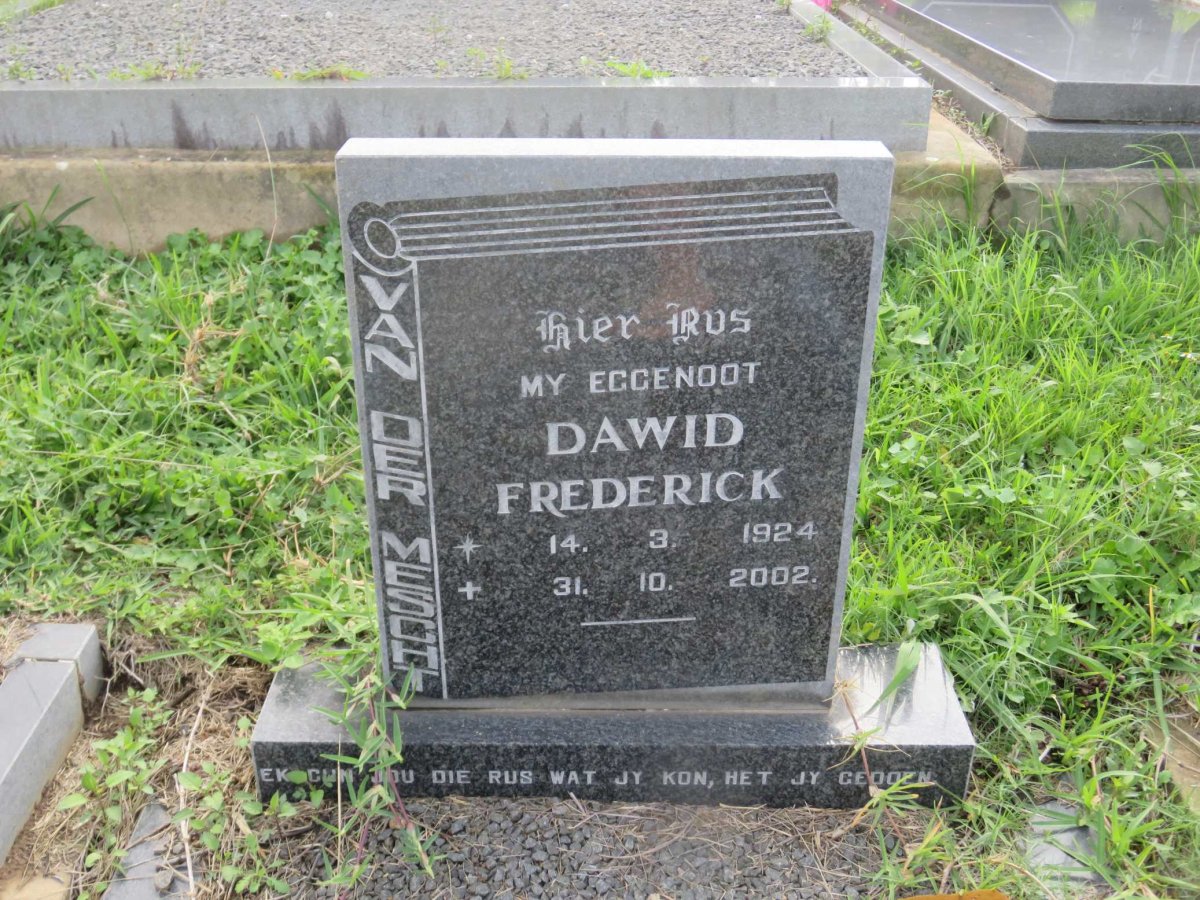 MESCHT Dawid Frederick, van der 1924-2002