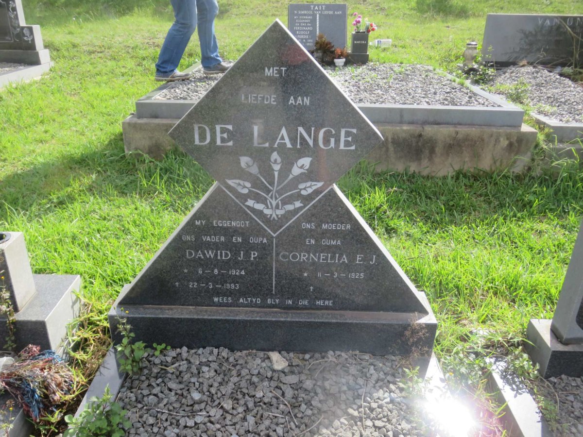 LANGE Dawid J.P., de 1924-1993 &amp; Cornelia E.J. 1925