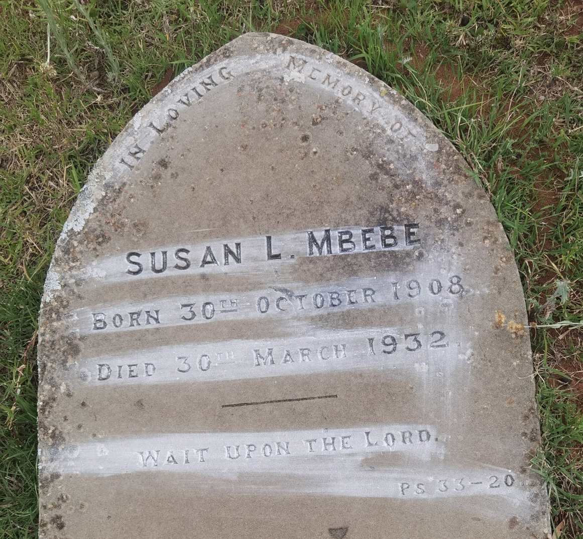MBEBE Susan L. 1908-1932