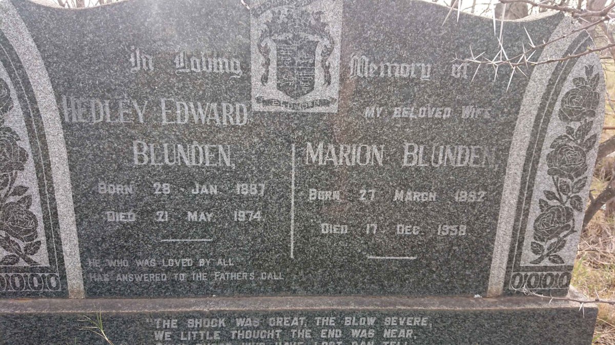 BLUNDEN Hedley Edward 1887-1974 &amp; Marion 1892-1958
