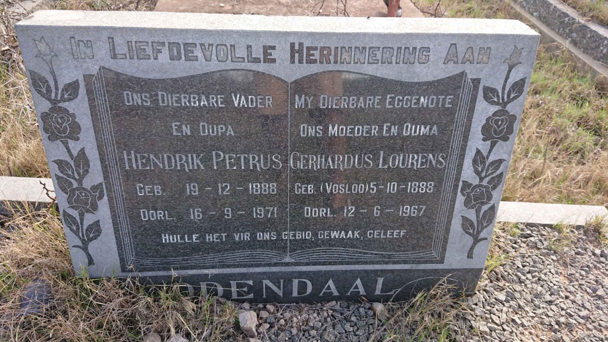 ODENDAAL Hendrik Petrus 1888-1971 &amp; Gerhardus Lourens VOSLOO 1888-1967