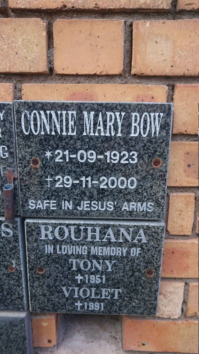 BOW Connie May 1923-2000 :: ROUHANA Tony -1951 :: ROUHANA Violet -1991