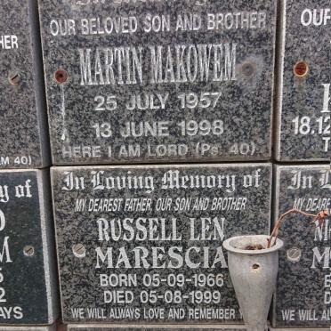 MAKOWEM Martin 1957-1998 :: MARESCIA Russell Len 1966-1999 :: EDWARDS Mary Elizabeth 1943-1994