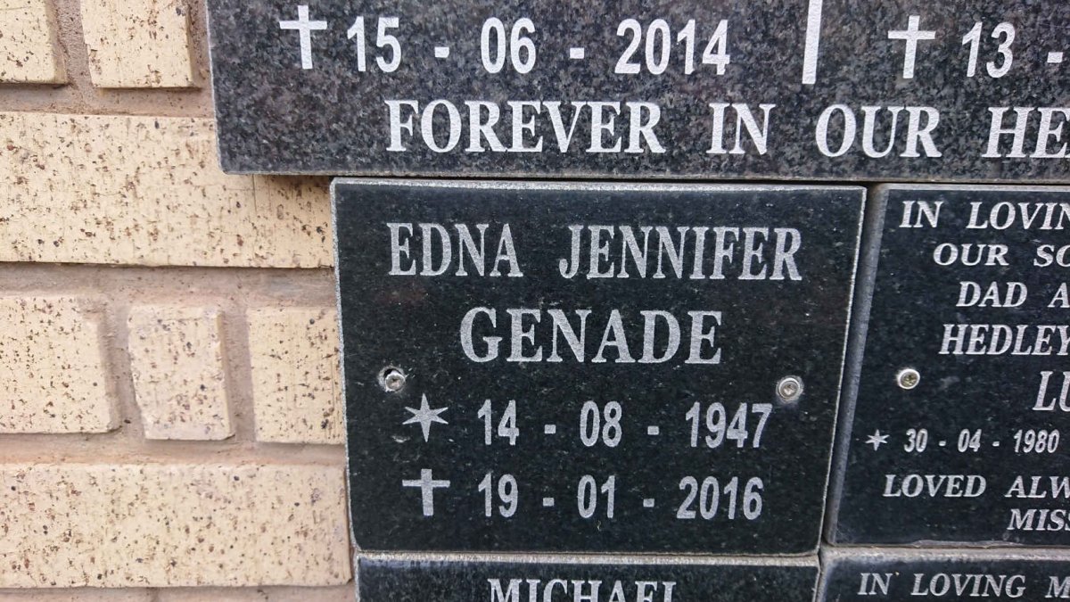 GENADE Edna Jennifer 1947-2016