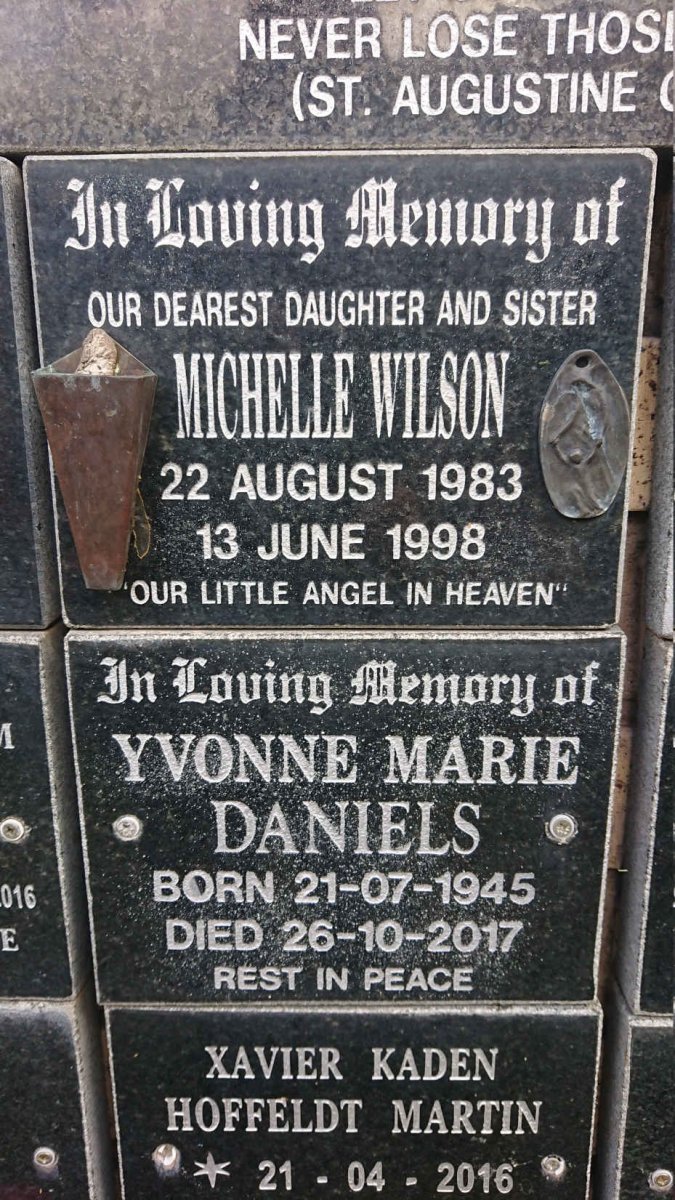 DANIELS Yvonne Marie 1945-2017 :: WILSON Michelle 1983-1998 
