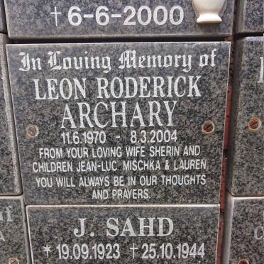 ARCHARY Leon Roderick 1970-2004 :: SAHD J. 1923-1944 :: SAHD R.M. 1924-2010